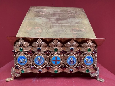 Missal Stand Adjustable en Brass / Bronze / Enamel / Stones, France 19th century ( anno 1875 )