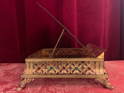 Missal Stand Adjustable en Brass / Bronze / Enamel / Stones, France 19th century