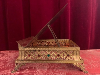 Missal Stand Adjustable en Brass / Bronze / Enamel / Stones, France 19th century