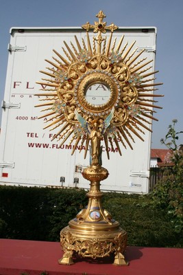 Monstrance en BRASS ENAMEL, France 19th century