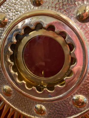 Monstrance With Original  Lunula en Glass / Brass / Bronze / Polished and Varnished, Belgium  19 th century