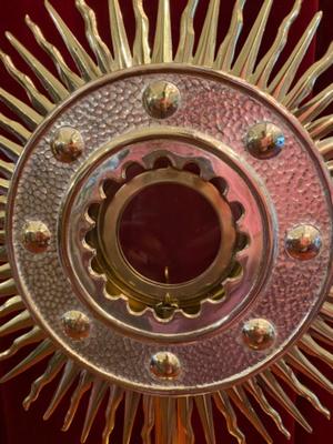 Monstrance With Original  Lunula en Glass / Brass / Bronze / Polished and Varnished, Belgium  19 th century