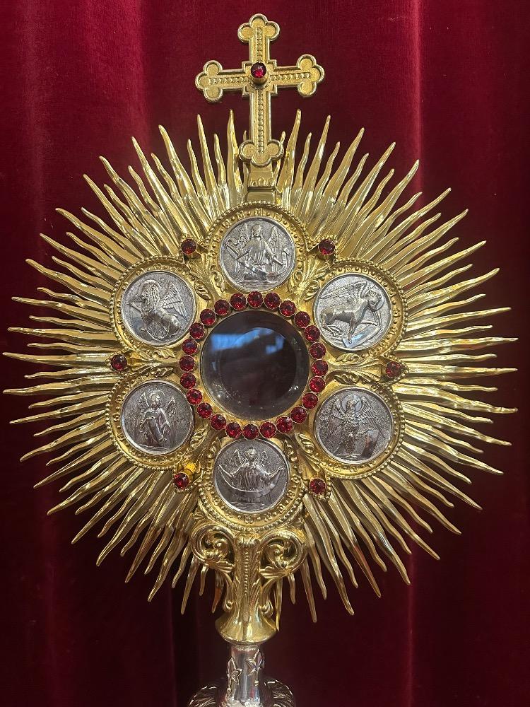 1  Monstrance With Orignal Full Silver Lunula & Case