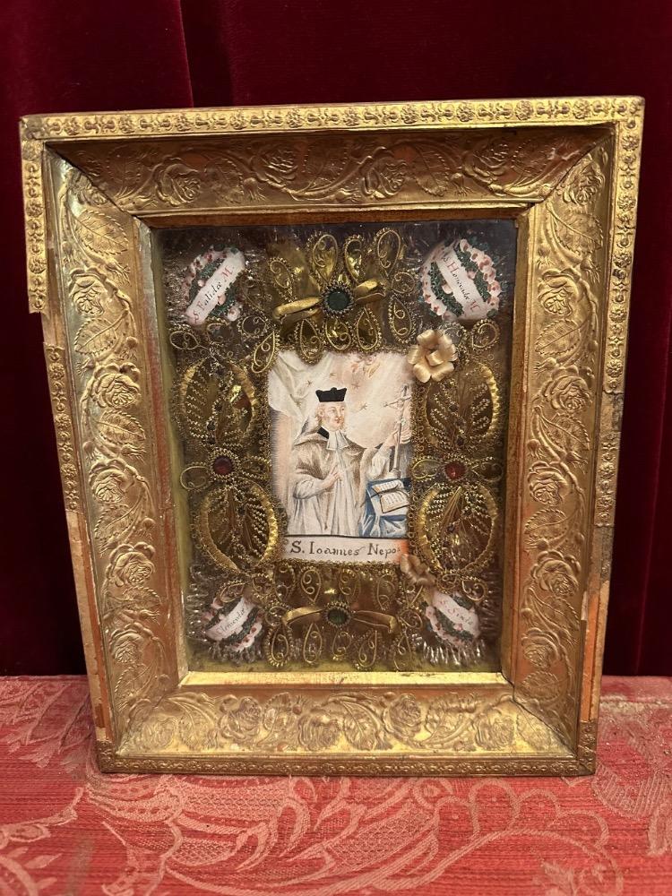 1  Multi Reliquary Devoted To St. Joannes Nepomucenos. Relics : St. Sixtus / Clemens. St. Falida / St. Honorata