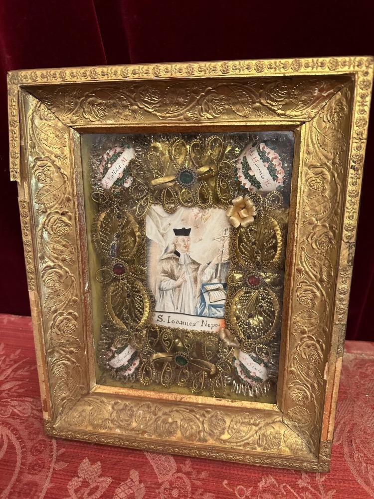 1  Multi Reliquary Devoted To St. Joannes Nepomucenos. Relics : St. Sixtus / Clemens. St. Falida / St. Honorata