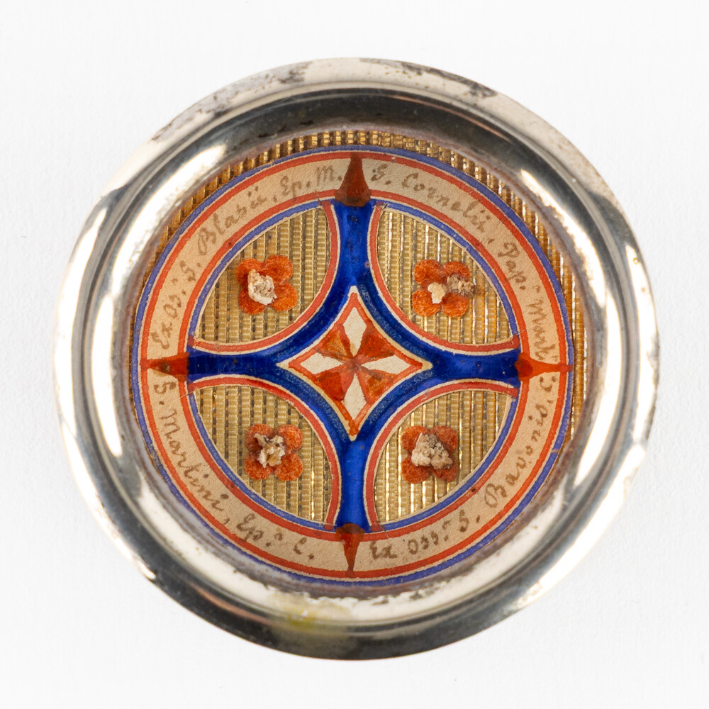 1  Multi Reliquary Ex Ossibus Relics : S. Cornelii Pap,S. Blassi Ep, S. Martini Ep, S. Bavonis C. With Original Document