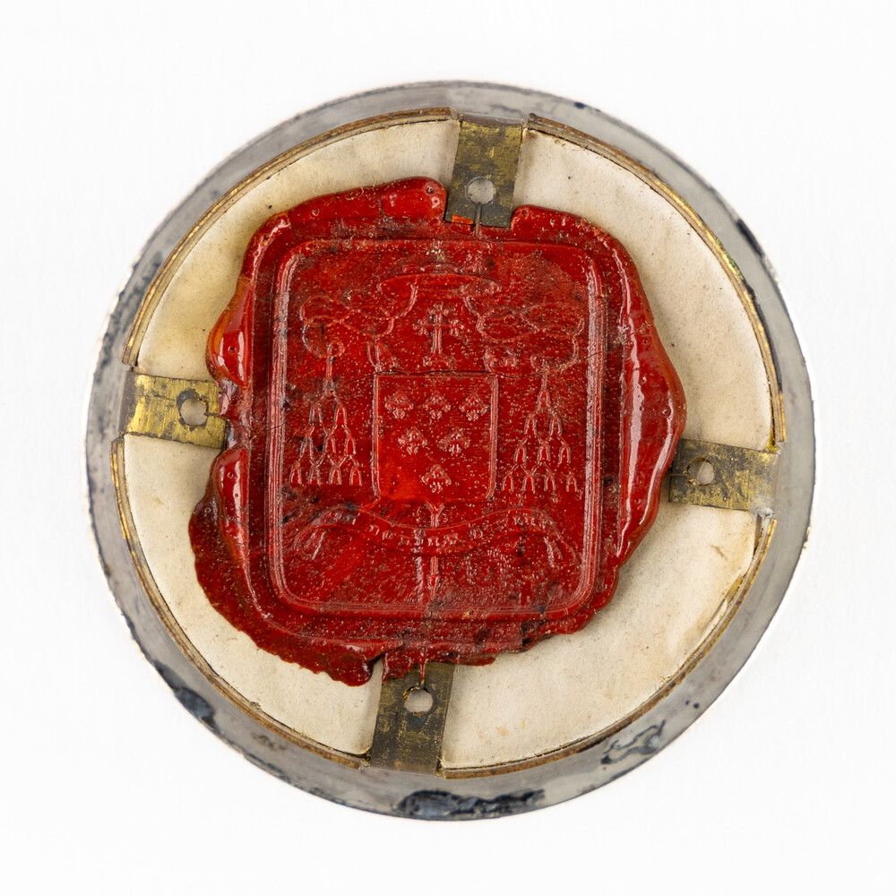 1  Multi Reliquary Ex Ossibus Relics : St. Paschalis Baylon, St. Dominic Confessoris, St. Augustine, Confessor, St. John Joseph Of The Cross. With Original Document