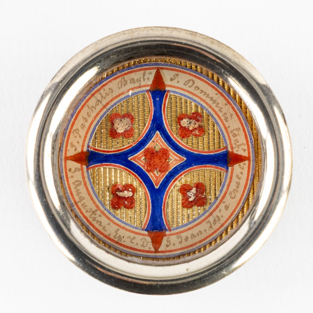 1  Multi Reliquary Ex Ossibus Relics : St. Paschalis Baylon, St. Dominic Confessoris, St. Augustine, Confessor, St. John Joseph Of The Cross. With Original Document