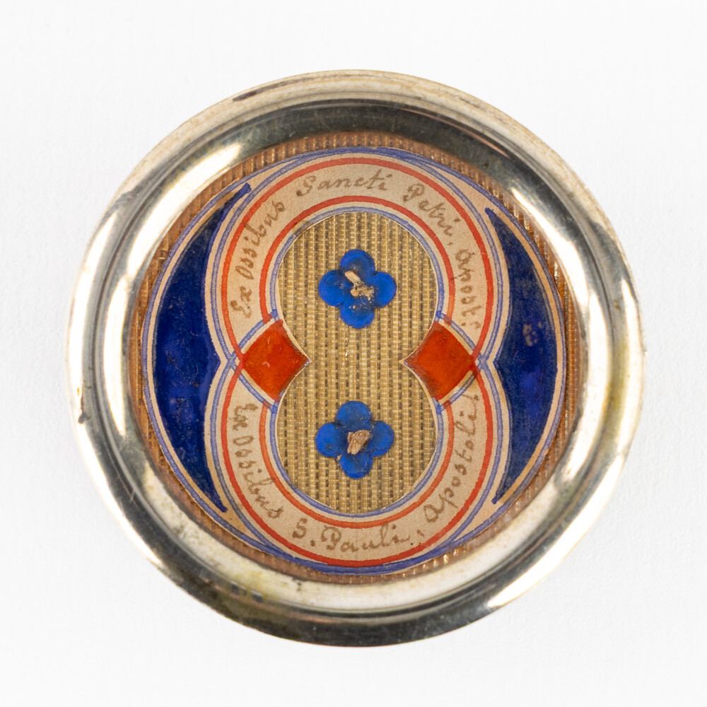 1  Multi Reliquary Ex Ossibus Relics : St. Paul Apostle. St. Peter Apostle With Original Document