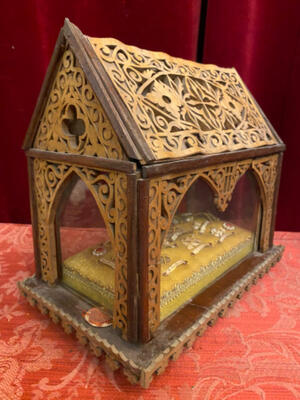 Multi Reliquary - Relics Ex Ossibus  en Wood / Glass / Originally Sealed, France 19 th century