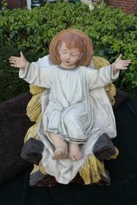 Nativity - Child en plaster, Belgium 19th century