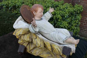 Nativity - Child en plaster, Belgium 19th century