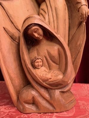 Nativity Scene  en hand-carved wood , Southern Germany 20th century