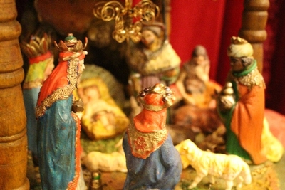 Nativity Scene en fully hand-carved wood / polychrome , Northern - Italy 19th century