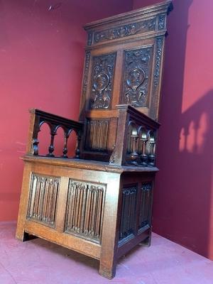 Neo-Classicistic  Castle-Throne en Oak wood, France 19th century