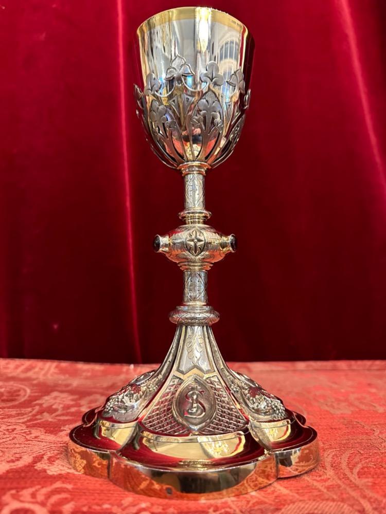 1 Neo Classicistic Full Silver Chalice With Original Case & Full Silver Paten