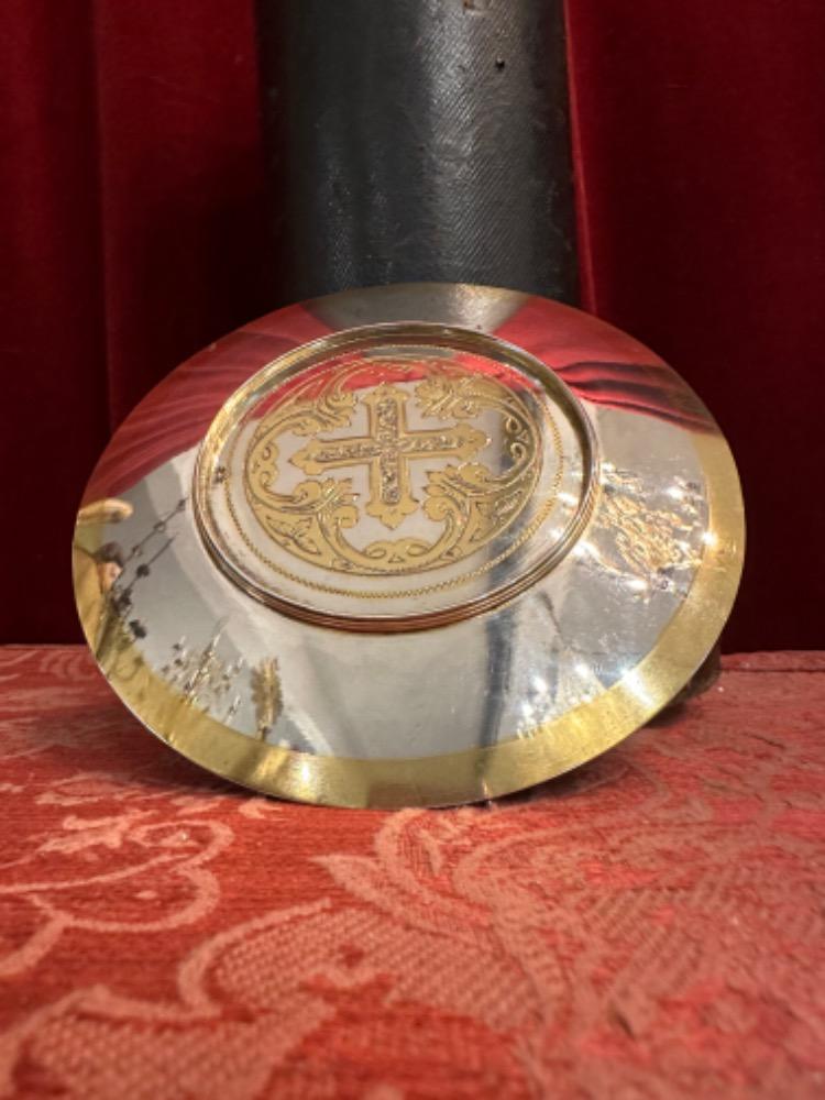 1 Neo Classicistic Full Silver Chalice With Original Case & Full Silver Paten