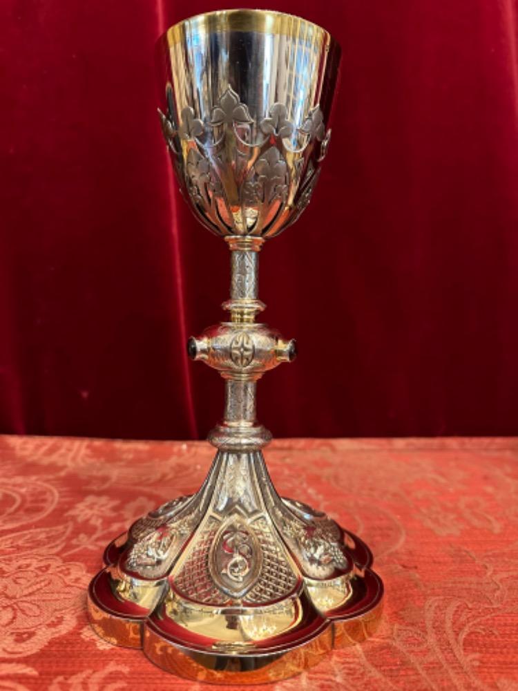 1 Neo Classicistic Full Silver Chalice With Original Case & Full Silver Paten