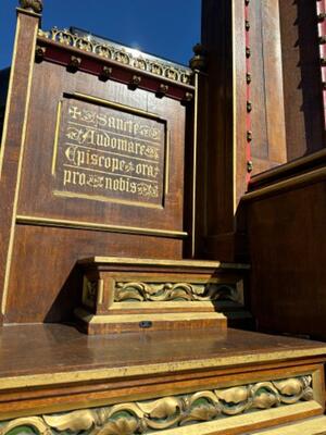 High Quality Pair Of Neoclassical Roman-Gothic-Style Side-Altars. Including The Original Altar-Stones. style Neo Classicistic - Gothic - Style en Oak wood, Belgium  19 th century