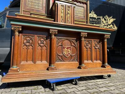 High Quality Pair Of Neoclassical Roman-Gothic-Style Side-Altars. Including The Original Altar-Stones. style Neo Classicistic - Gothic - Style en Oak wood, Belgium  19 th century