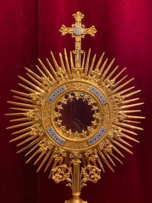 Monstrance style Neo Classicistic en Brass / Bronze / Gilt / Enamel, Paris France 19 th century ( Anno 1885 )