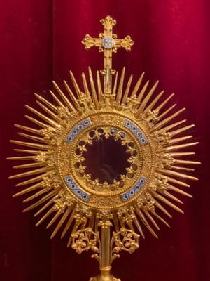 Monstrance style Neo Classicistic en Brass / Bronze / Gilt / Enamel, Paris France 19 th century ( Anno 1885 )