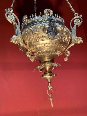 Sanctuary Lamp style NEO-CLASSICISTIC  en Full - Bronze / Gilt / Stones, France 19 th century