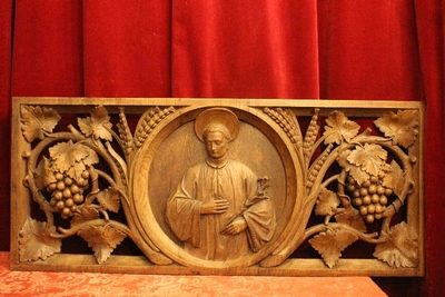 Relief St Aloysius style Neo Classisistic en hand-carved wood Oak, Belgium 19th century ( anno 1855 )