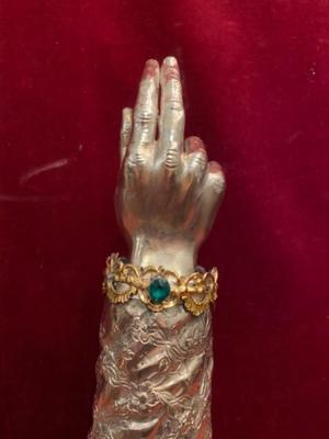 Reliquary  Arm Relic Of :  St. Dominica  style Neo Classisistic en Silver / Brass, Southern Germany 18th century