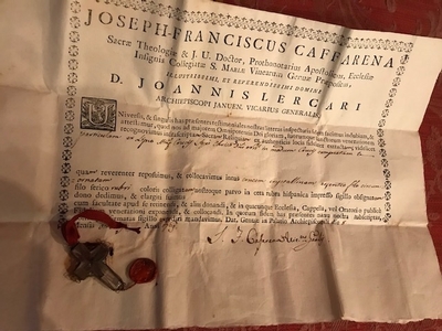 1  Originally Sealed Relic Ex Ligno S. Crucis Dnjc Rock - Crystal Cross In Silver Frame With Original Document