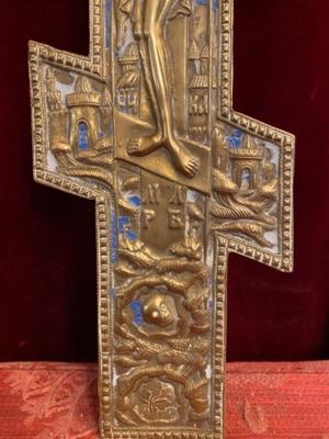 Moscow Regiona style Orthodox Byzantine en Brass / Bronze / Enamel, Moscow Regiona 19 th century