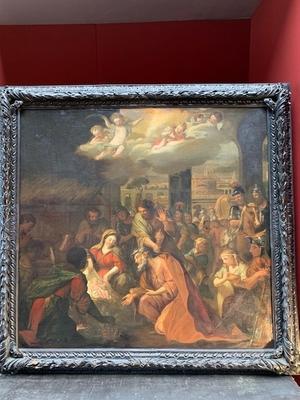 Painting  Adoration Of The Three Magi Theodor Cornelisz Van Der Schuer (1628-1707 )  en Painted On Canvas , Dutch 17 th century