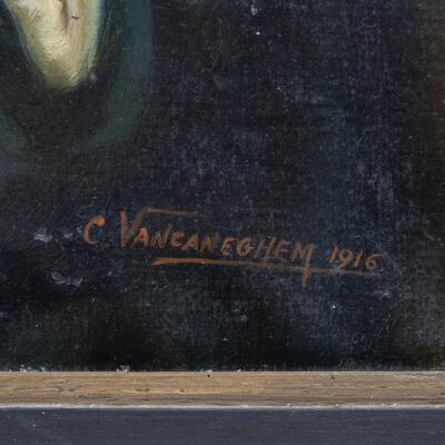 Painting Copy After Anthony Van Dyck Oil On Canvas Rest On The Flight Into Egypt, Signed : C. Vancaneghem And Dated 1916 en Painten on Canvas, Belgium  20 th century ( Anno 1916 )