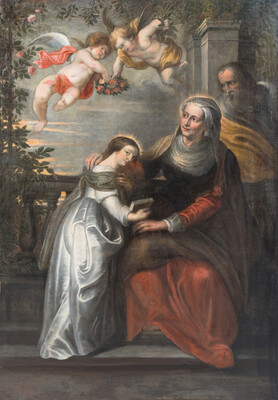 Painting Education Of Mary After Peter Paul Rubens (1577-1640) en Oil on Canvas, Flemish School  18 th century