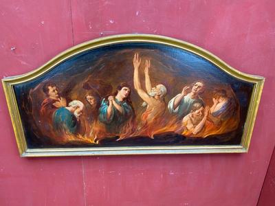Painting Purgatory en Painted on Linen / Wooden Frame, Spain 19 th century