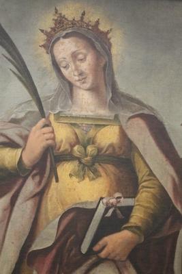 Painting St. Barbara en Painten on linen, Flemish 18 th century