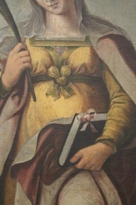 Painting St. Barbara en Painten on linen, Flemish 18 th century