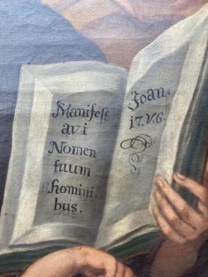 Painting St. Bernardus  en Wooden Frame / Painted on Linen, Southern Germany 18 th century