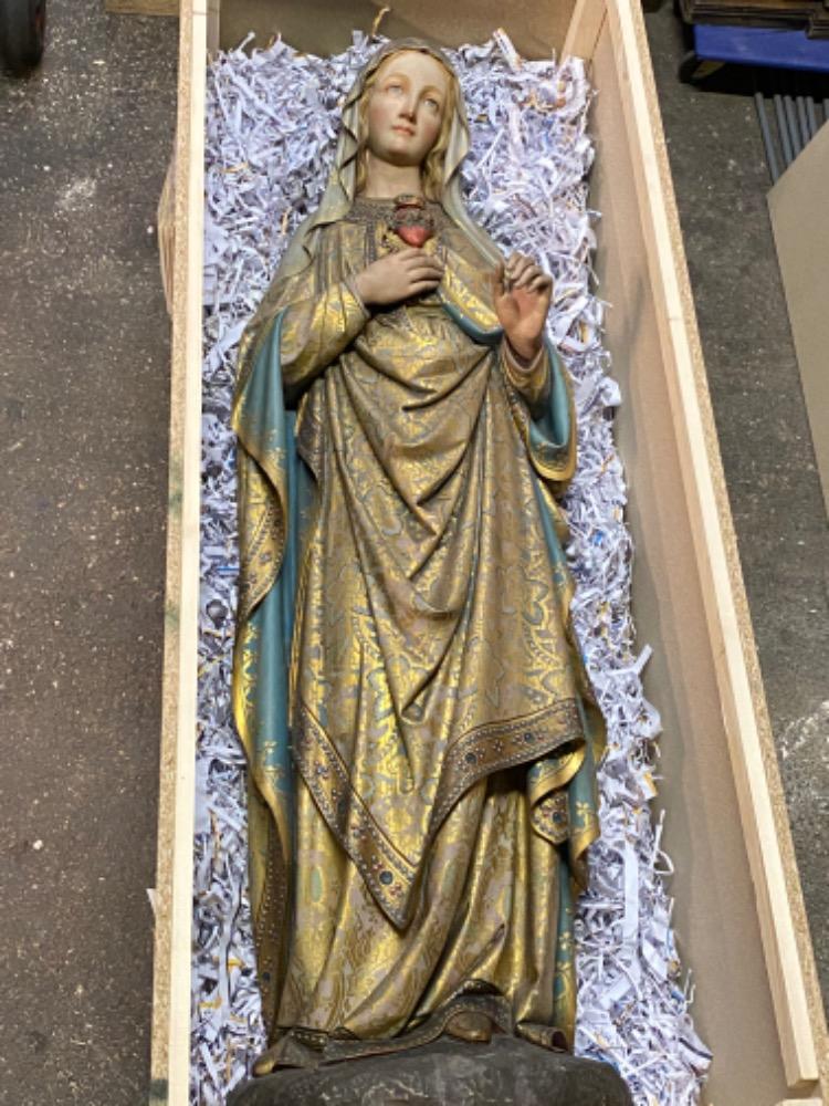 1  Pair Of Fully Hand-Carved Sculptures Sacred Hearts Pair Of Fully Hand-Carved Sculptures Sacred Hearts Packing Process For U.S.A. 01.2022.