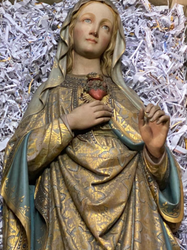 1  Pair Of Fully Hand-Carved Sculptures Sacred Hearts Pair Of Fully Hand-Carved Sculptures Sacred Hearts Packing Process For U.S.A. 01.2022.