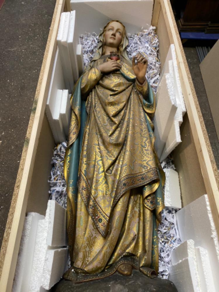 1  Pair Of Fully Hand-Carved Sculptures Sacred Hearts Pair Of Fully Hand-Carved Sculptures Sacred Hearts Packing Process For U.S.A. 01.2022.