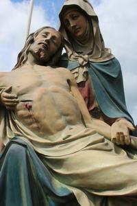 Pieta.  en plaster polychrome, Belgium 19th century