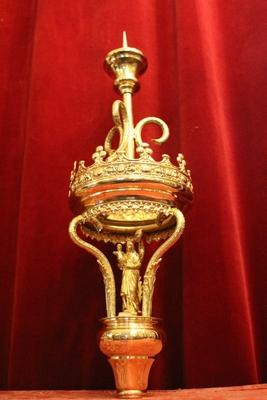 Procession Candle Holder en Brass / Bronze / Polished and Varnished, France 19th century