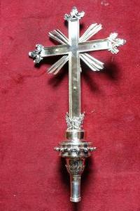 Processional - Cross en Brass / Bronze colour silver, Dutch 18 th century