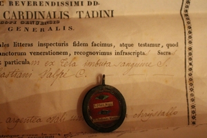 Relic Ex Cela Imbussa Sanguine S. Philip. Neri. Ex Oss B. Sebastiani Valifre Genua Italy 1844