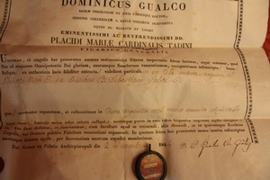 Relic Ex Cela Imbussa Sanguine S. Philip. Neri. Ex Oss B. Sebastiani Valifre Genua Italy 1844