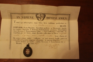 Relic Ex Ossibus St. Leonardus With Original Document Dutch 19th century (anno 1850)