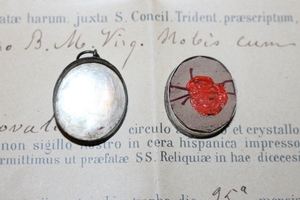 Relic Ex Sepulcre B.M.V.  en silver, Belgium 18 th century
