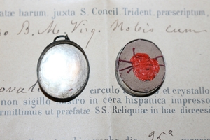 Relic Ex Sepulcre B.M.V.  en silver, Belgium 18 th century
