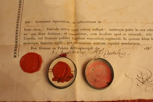 Relic Ex Veste Dnjc Bmv. Ex Saculo St. Joseph. Ex Oss. Joann. Bapt. Genua Italy 1831